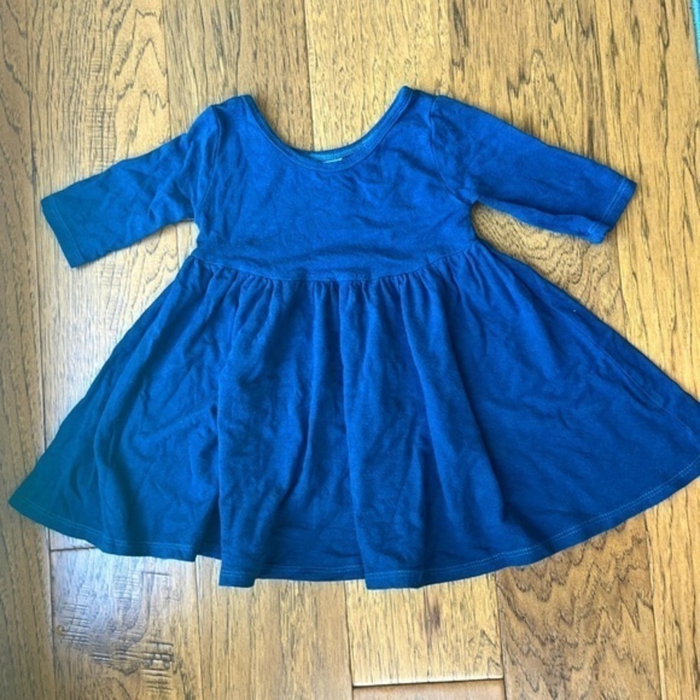 Vivie & Ash Bamboo Three Quarter Sleeve Twirly Dress, Blue/Teal, Size 2T,‎ GUC